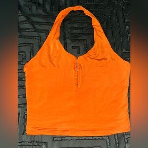 Orange Halter Crop Top